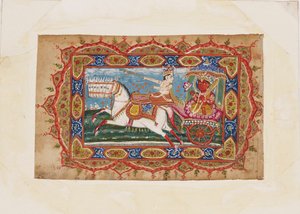 Surya, der Sonnengott, in einem von sieben Pferden gezogenen Wagen, frühes 19. Jahrhundert
