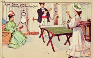 Tischtennis an Bord eines Passagierschiffs der Red Star Line, 1907 von Unbekannt