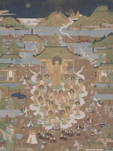Taima-Tempel-Mandala - Amida begrüßt Chūjōhime im Westlichen Paradies