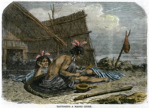 Tätowierung eines Maori-Häuptlings, Neuseeland, ca. 1875 von Unbekannt