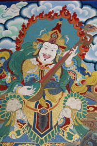 Tempelwächter, der den Osten und den Frühling bewacht, namens Dhritarashtra. Kopan-Kloster, Kathmandu, Nepal von Unbekannt