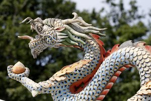 Tempel der Tausend Buddhas. Dashang Kagyu Ling Gemeinde. Drache, La Boulaye, Frankreich von Unbekannt