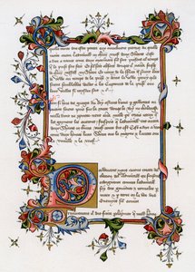 Textseite mit illuminierter Initiale, frühes 15. Jahrhundert von Unbekannt