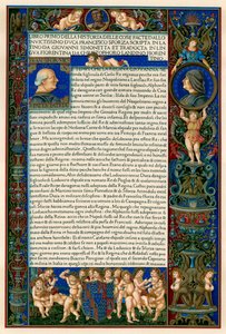 Textseite mit Porträts von Francesco Sforza, 1490 von Unbekannt
