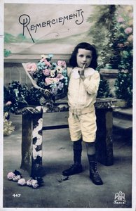 Danke, französische Vintage-Postkarte, ca. 1900 von Unbekannt