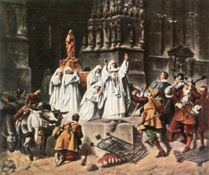 Die Äbtissin von Frauenchiemsee schützt ihr Kloster, 1632, 1936 von Unbekannt
