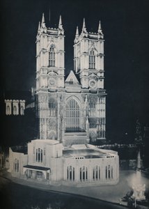 Die Abteikirche St. Peter, Westminster, mit dem temporären Anbau von Unbekannt
