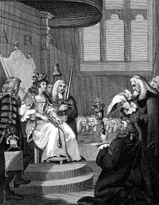 Die Union zwischen England und Schottland wird vor Königin Anne verlesen, 1826