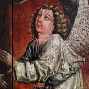 Der Engel. Detail des Heiligen Blutschreins, Mitte des 15. Jahrhunderts