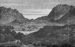 Das Argandab-Tal, rechts die Hügel des Baba Wali Passes, ca. 1880