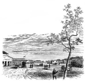 Die Kaserne von Meerut, Indien, ca. 1850er Jahre, 1888