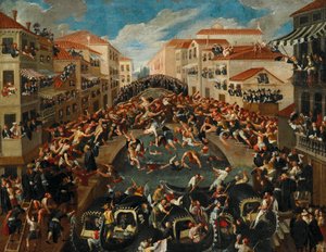 Die Battaglia dei Pugni auf der Brücke von San Barnaba, Venedig von Unbekannt