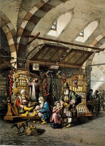 Der Basar (Souk) von Konstantinopel, Farblithographie