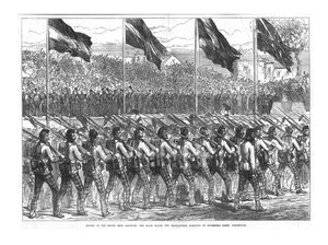 The Black Watch 42nd Highlanders marschieren zum Governors Green, Portsmouth, 1874 von Unbekannt