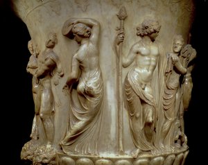 Der Borghese-Krater oder die Vase, Detail des Reliefs, das Dionysos und seine Mänaden darstellt, griechisch, Neo-Attisch, spätes 2. Jahrhundert v. Chr.
