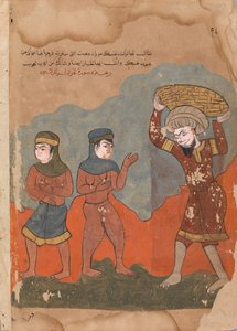 Der gefangene Bauer mit seinen zwei Frauen, Folio aus einem Kalila wa Dimna, 18. Jahrhundert von Unbekannt