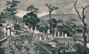 Der Friedhofshügel in Nagasaki, Japan, vor der modernen Stadterweiterung, 1907