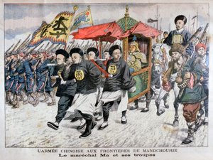 Die chinesische Armee unter der Führung von Marschall Ma an der Mandschurischen Grenze, Russisch-Japanischer Krieg, 1904 von Unbekannt