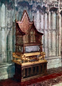 Der Krönungsstuhl mit dem Stein von Scone, Westminster Abbey, London, 1937