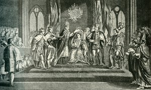 Die Krönung von Anne Boleyn mit der Krone von St. Edward, 1902