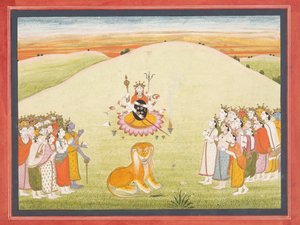 Die Erschaffung von Durga: Seite aus einem verstreuten Markandeya Purana von Unbekannt