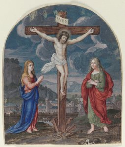 Die Kreuzigung: Miniatur aus einem Gebetbuch ausgeschnitten, ca. 1540-1550