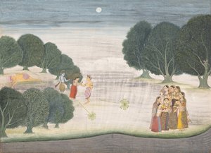Der Tod des Riesen Shankachura: Seite aus einem verstreuten Bhagavata Purana, 1680-90