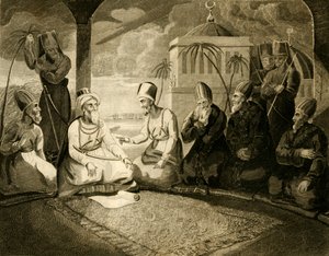Der Dey von Algier konsultiert seinen Rat bei der Ankunft der englischen Flotte, 1816