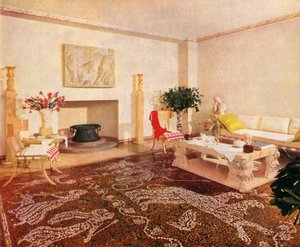 Das Esszimmer - Robsjohn-Gibbings, bezeichnet den Stil dieses Raumes als Sans Epoque, 1941 von Unbekannt