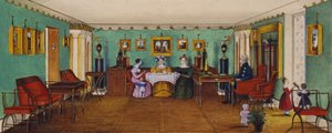 Das Wohnzimmer im Haus von Graf Josef August Ilinsky in Romaniv, 1834 von Unbekannt
