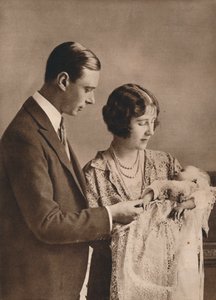 Der Herzog und die Herzogin von York bei der Taufe von Prinzessin Elizabeth, 1926 von Unbekannt
