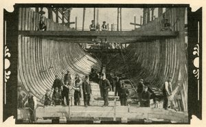 Das englische Schiff, Discovery, im Bau, 1901 von Unbekannt