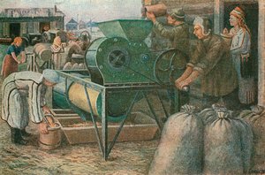 Der Kampf um die Ernte: Sortierung der Samen in einer Mordva-Kollektivfarm, 1933 von Unbekannt