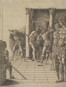 Die Geißelung, mit dem Pflaster, ca. 1475-80 von Unbekannt
