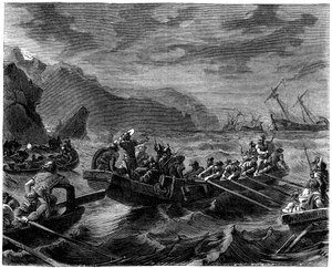 Die Franken überqueren das tobende Meer, 1882-1884 von Unbekannt
