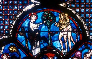 Das Fenster des barmherzigen Samariters, Kathedrale von Chartres, Frankreich, 13. Jahrhundert von Unbekannt