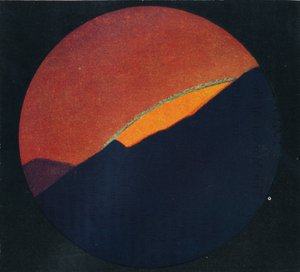Der grüne Blitz bei Sonnenuntergang, seltenste prismatische Farbe, die von der Atmosphäre gebrochen wird, um 1935 von Unbekannt