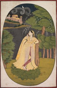 Die Heldin, die sehnsüchtig auf ihren abwesenden Liebhaber wartet Utka Nayika, ca. 1800
