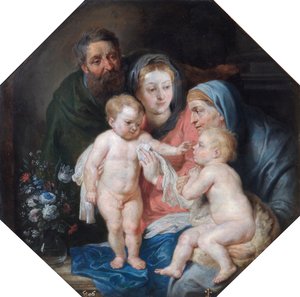 Die Heilige Familie mit St. Elisabeth und St. Johannes, 17. Jahrhundert von Unbekannt
