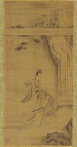 Die unsterbliche Ma Gu mit einem Hirsch, Qing-Dynastie