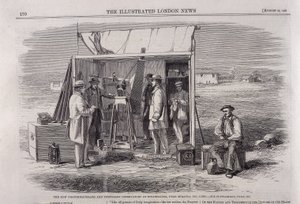Das Kew-Heliograph wird bei einer Sonnenfinsternis-Expedition nach Spanien verwendet, 1860 von Unbekannt