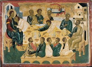 Das letzte Abendmahl, byzantinische Ikone.