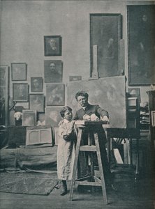 Der verstorbene Eugène Carrière in seinem Atelier, ca. 1870-1890, 1906 von Unbekannt
