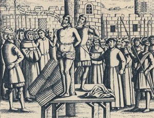 Das Martyrium von Meister William Tindall in Flandern bei Schloss Vilvord, 1563, 1947 von Unbekannt