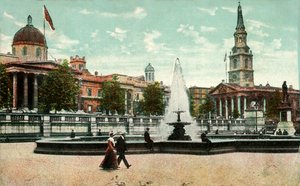 Die Nationalgalerie, St. Martin in the Fields und Brunnen am Trafalgar Square, London, ca. 1910