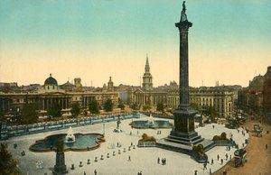 Die Nationalgalerie und die Nelsonsäule, Trafalgar Square, London, um 1910 von Unbekannt
