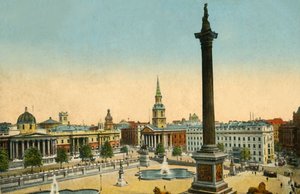 Die Nationalgalerie und Nelsons Säule, Trafalgar Square, London, um 1910 von Unbekannt