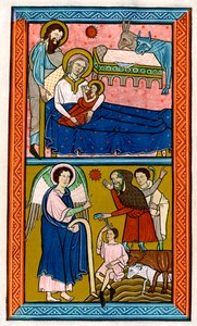 Die Geburt Christi und die Verkündigung an die Hirten, frühes 13. Jahrhundert von Unbekannt