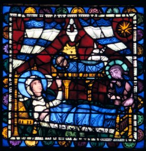 Die Geburt Christi, Buntglas, Kathedrale von Chartres, Frankreich, 1194-1260 von Unbekannt