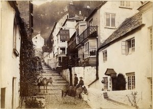 Das New Inn und die Straße, Clovelly, Devon, spätes 19. oder frühes 20. Jahrhundert von Unbekannt